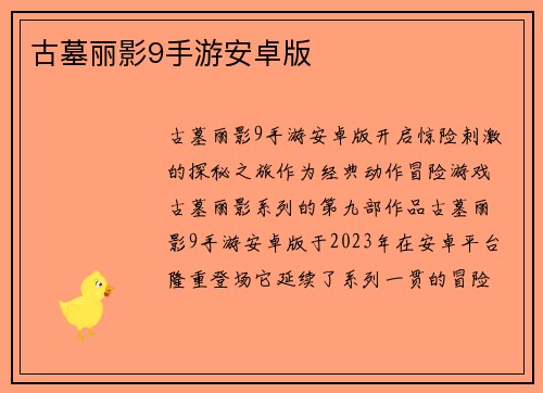 古墓丽影9手游安卓版